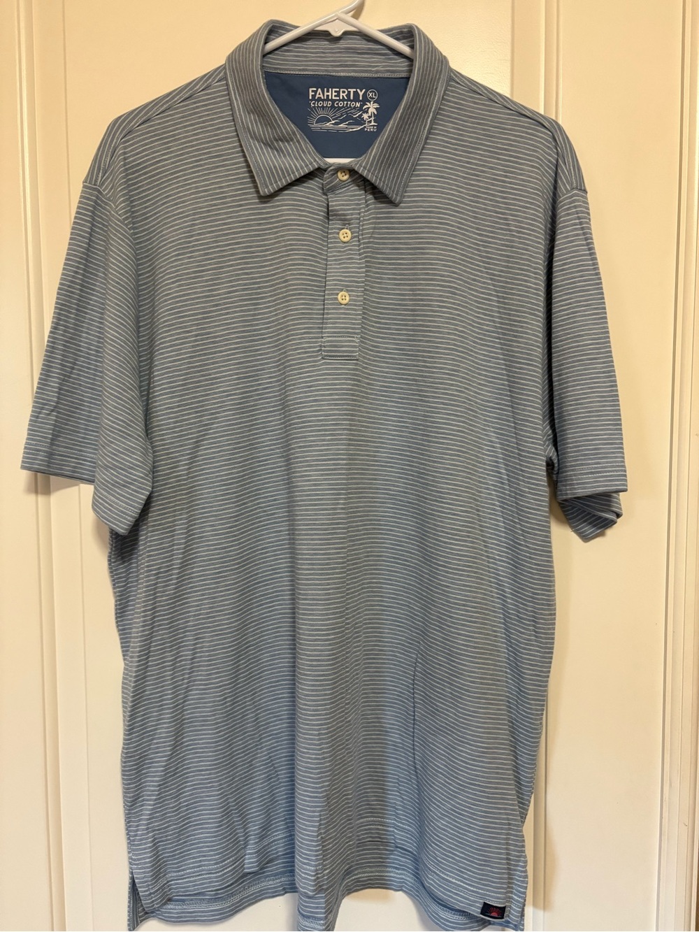 ⛳️⛳️ Men’s Faherty Light Blue Striped Golf Polo Shirt